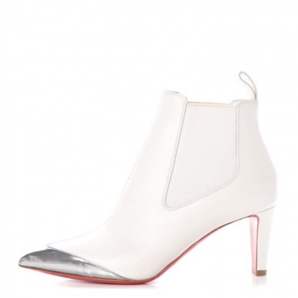 NWB CHRISTIAN LOUBOUTIN Calfskin Antispecchio Superchen 70 Booties White Leather